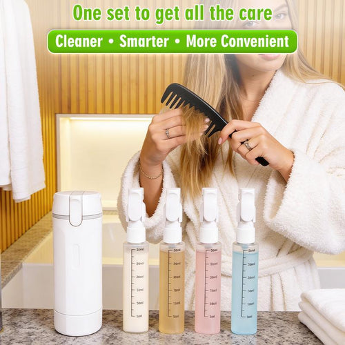 4-In-1 Travel Dispenser Bottle, Leak-Proof Refillable Silicone Squeeze Container with Lock, Compact and Lightweight Toiletry Organizer, Easy to Carry, Ideal for Business Trips, Vacations, and Frequent Travelers