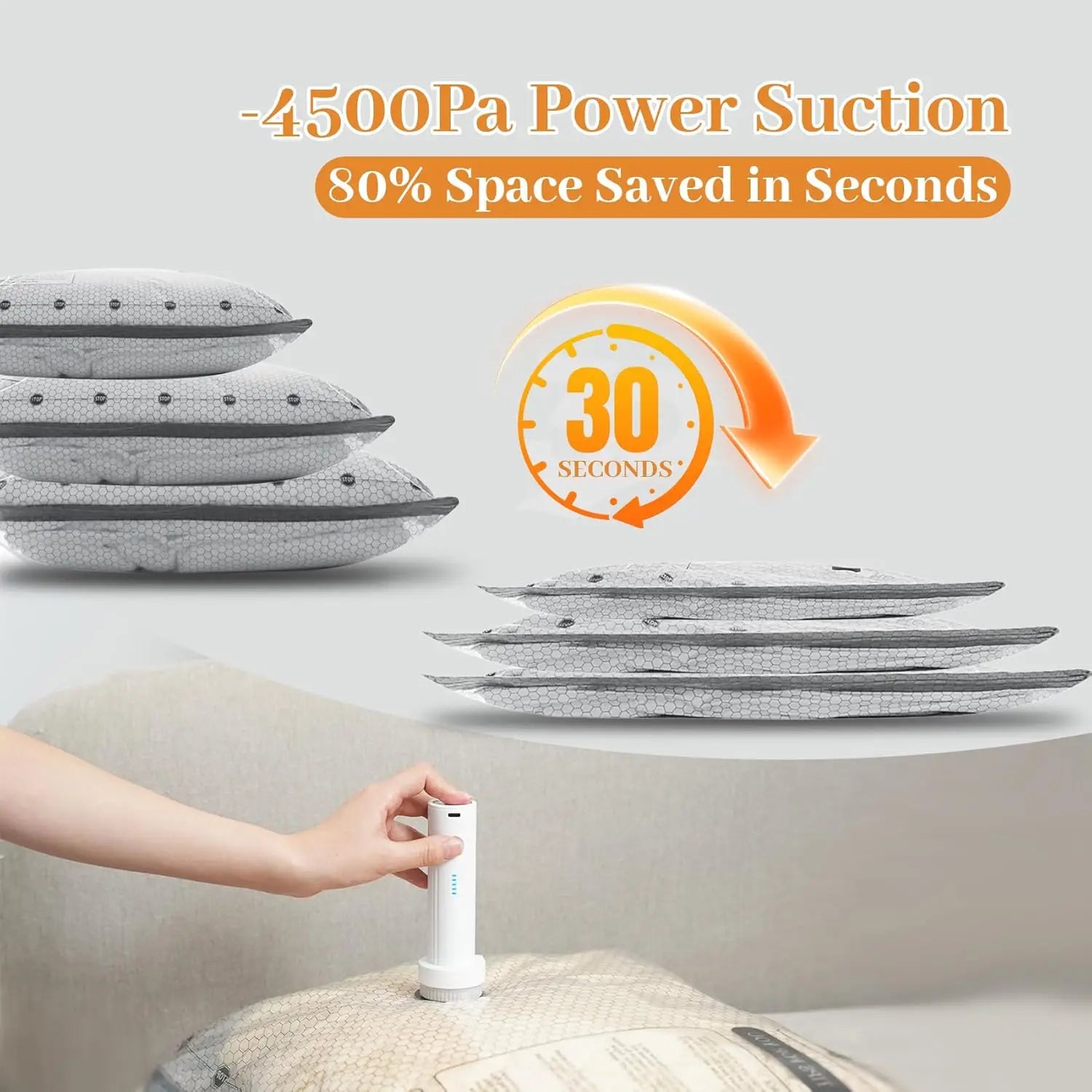 Travel Vacuum Seal Bags for Clothing W/Portable Electric Pump, 9-Pack Space Saver Compression Bags for Clothes, Luggage&Suitcase